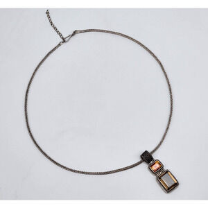 Vintage Lori Bonn Sterling Silver Smoky Quartz Pendant Necklace 19.5''